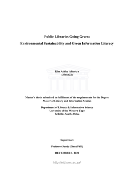 Public Libraries Going Green: Environmental Sustainability and Green Information Literacy.”