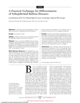 A Practical Technique for Differentiation of Subepidermal Bullous Diseases Localization of in Vivo–Bound Igg by Laser Scanning Confocal Microscopy