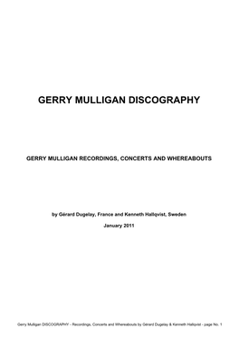 Gerry Mulligan Discography