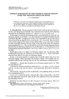 Normal Subgroups of the General Linear Groups Over Von Neumann Regular Rings L