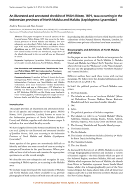 An Illustrated and Annotated Checklist of Philiris Röber, 1891, Taxa Occurring in the Indonesian Provinces of North Maluku and Maluku (Lepidoptera: Lycaenidae)