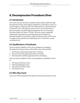 8. Decompression Procedures Diver