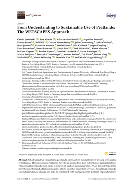 From Understanding to Sustainable Use of Peatlands: the WETSCAPES Approach