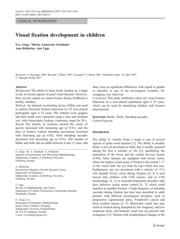 Visual Fixation Development in Children