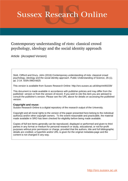 Classical Crowd Psychology, Ideology and the Social Identity Approach