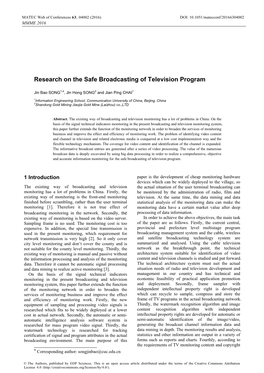 Research on the Safe Broadcasting of Television Program