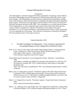 Umpqua Bibliography by Groups I. Possible