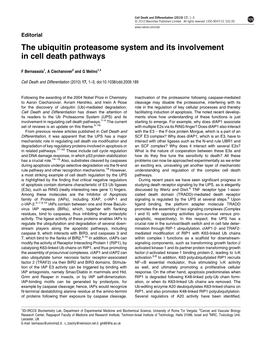 The Ubiquitin Proteasome System and Its Involvement in Cell Death Pathways