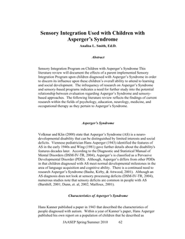 Sensory Integration Used with Children with Asperger's Syndrome