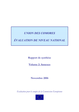 Union Des Comores Évaluation De Niveau National