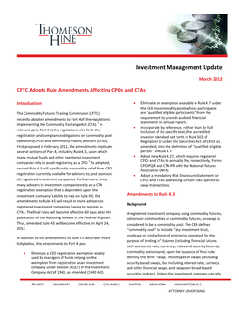 Investment Management Update