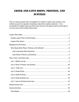 Greek and Latin Roots, Prefixes, and Suffixes