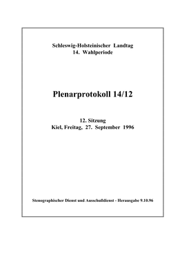 Plenarprotokoll 14/12