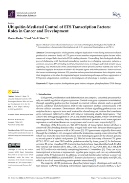Ubiquitin-Mediated Control of ETS Transcription Factors: Roles in Cancer and Development