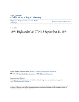 1994 Highlander Vol 77 No 3 September 21, 1994