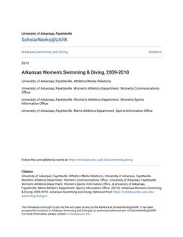 Arkansas Women's Swimming & Diving, 2009-2010