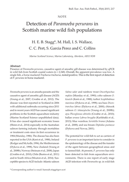 Detection of Paramoeba Perurans in Scotish Marine Wild Fish Populations