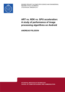 ART Vs. NDK Vs. GPU Acceleration: a Study of Performance of Image Processing Algorithms on Android