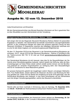 Gemeindenachrichten Moosleerau