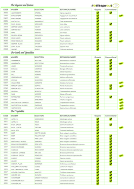 Our Legumes and Graines Our Herbs and Specialities Our Vegetables