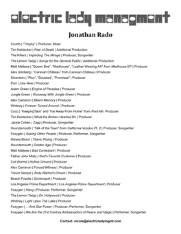 Jonathan Rado Discography