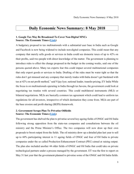 Daily Economic News Summary: 8 May 2018