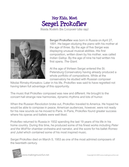 Sergei Prokofiev Russia Modern Era Composer (1891-1953)