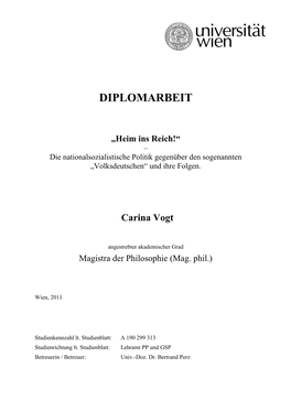 Verbesserte Diplomarbeit Carina Vogt, Volksdeutsche, Stand…