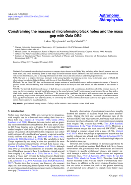 Constraining the Masses of Microlensing Black Holes and the Mass Gap with Gaia DR2 Łukasz Wyrzykowski1 and Ilya Mandel2,3,4