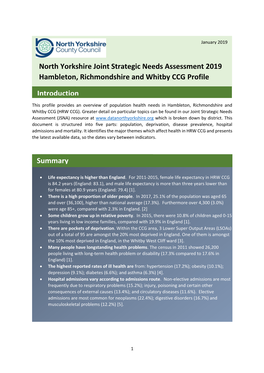 Hambleton, Richmondshire and Whitby CCG Profile