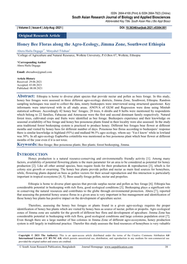 Honey Bee Floras Along the Agro-Ecology, Jimma Zone, Southwest Ethiopia