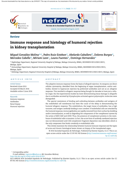 Immune Response and Histology of Humoral Rejection in Kidney