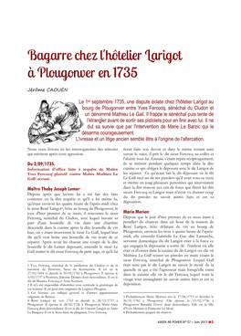 Bagarre Chez L'hôtelier Larigot À Plougonver En 1735