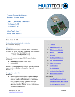 Dot at Command Firmware Release 4.0.0 Release 3.3.5