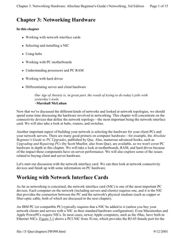 Networking Hardware: Absolute Beginner's Guide T Networking, 3Rd Edition Page 1 of 15