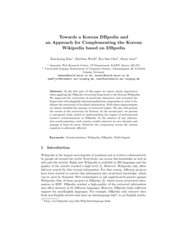 Towards a Korean Dbpedia and an Approach for Complementing the Korean Wikipedia Based on Dbpedia