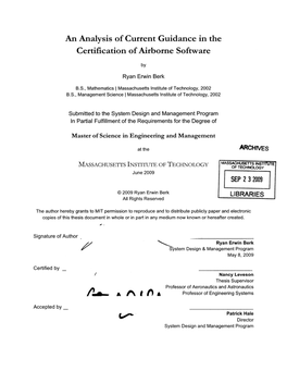 An Analysis of Current Guidance in the Certification of Airborne Software