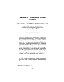 Universality of Evolved Cellular Automata In-Materio