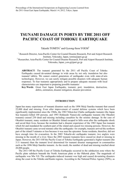 Tsunami Damage in Ports by the 2011 Off Pacific Coast of Tohoku Earthquake