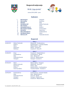 Raspored Natjecanja U-11 „Liga Piceka“