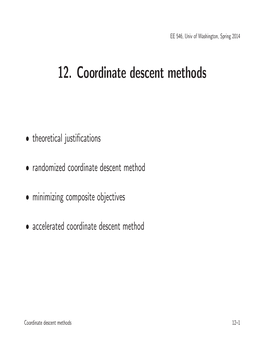 12. Coordinate Descent Methods
