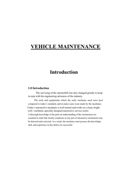 Vehicle Maintenance