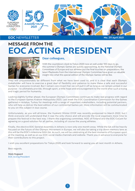 April 2021 MESSAGE from the EOC ACTING PRESIDENT Dear Colleagues