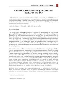 Catholicism and the Judiciary in Ireland, 1922-1960