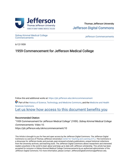 1959 Commencement for Jefferson Medical College