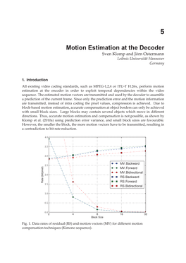 Motion Estimation at the Decoder Sven Klomp and Jorn¨ Ostermann Leibniz Universit¨At Hannover Germany