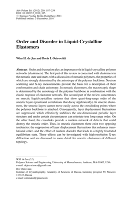 Order and Disorder in Liquid-Crystalline Elastomers