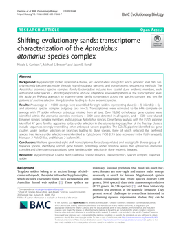 Transcriptome Characterization of the Aptostichus Atomarius Species Complex Nicole L