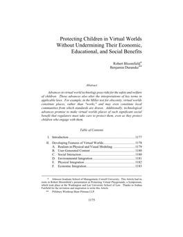 Protecting Children in Virtual Worlds Without Undermining Their Economic, Educational, and Social Benefits