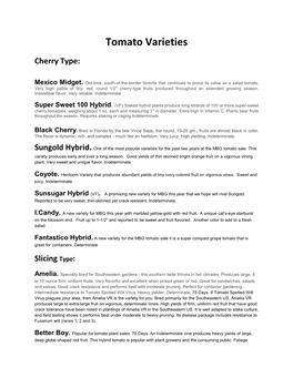 Tomato Varieties